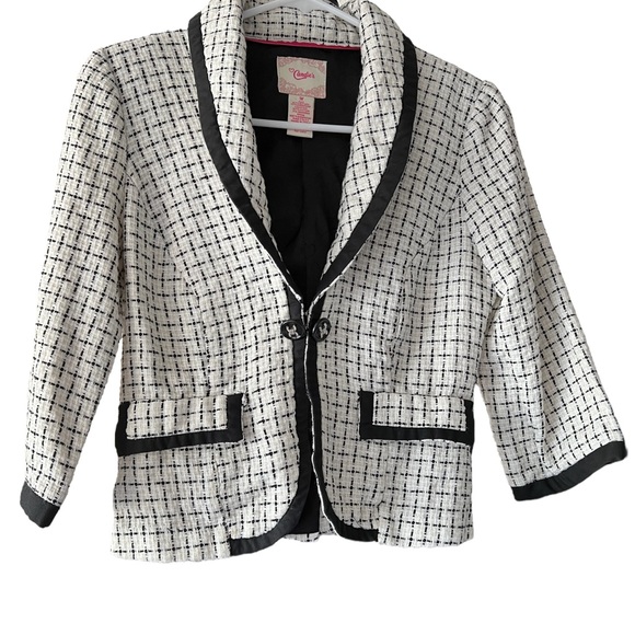 Candies’ Jacket Black & White Tweed Short Houndstooth Academia Medium. - Picture 2 of 10